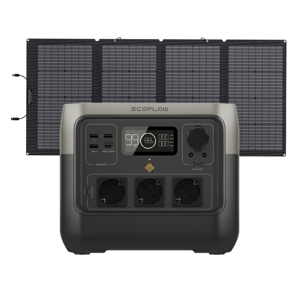 estação de energia portátil river 2 pro + painel solar 220w