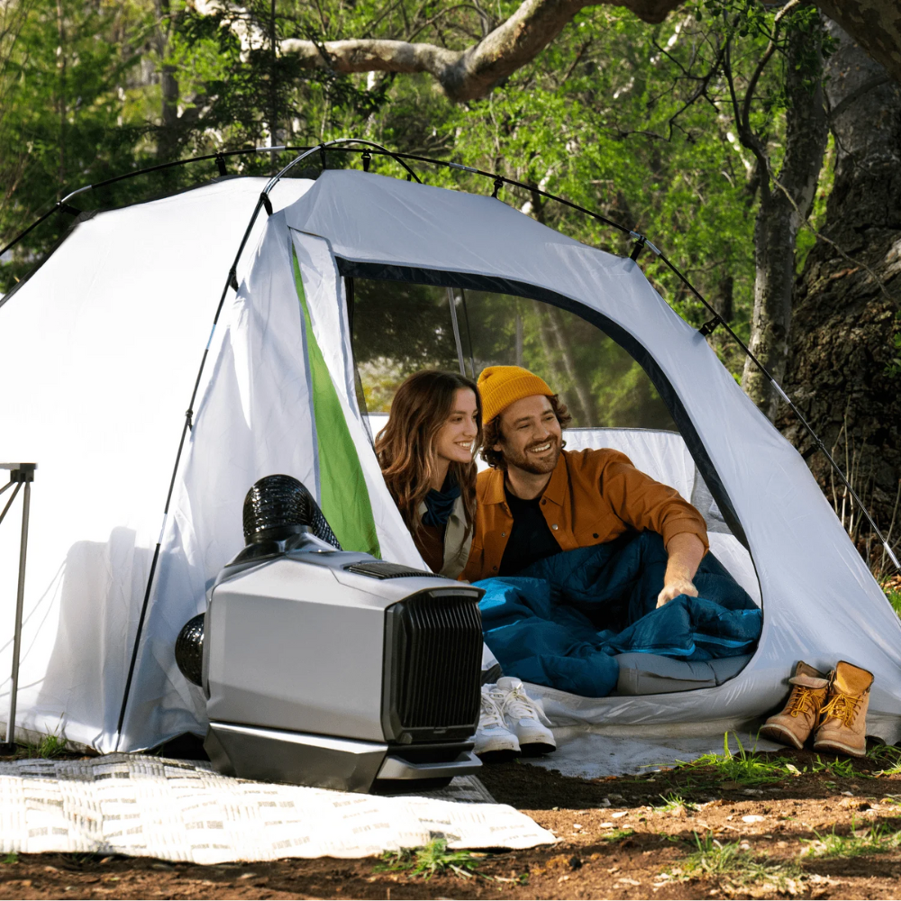 ar condicional portátil em acampamento